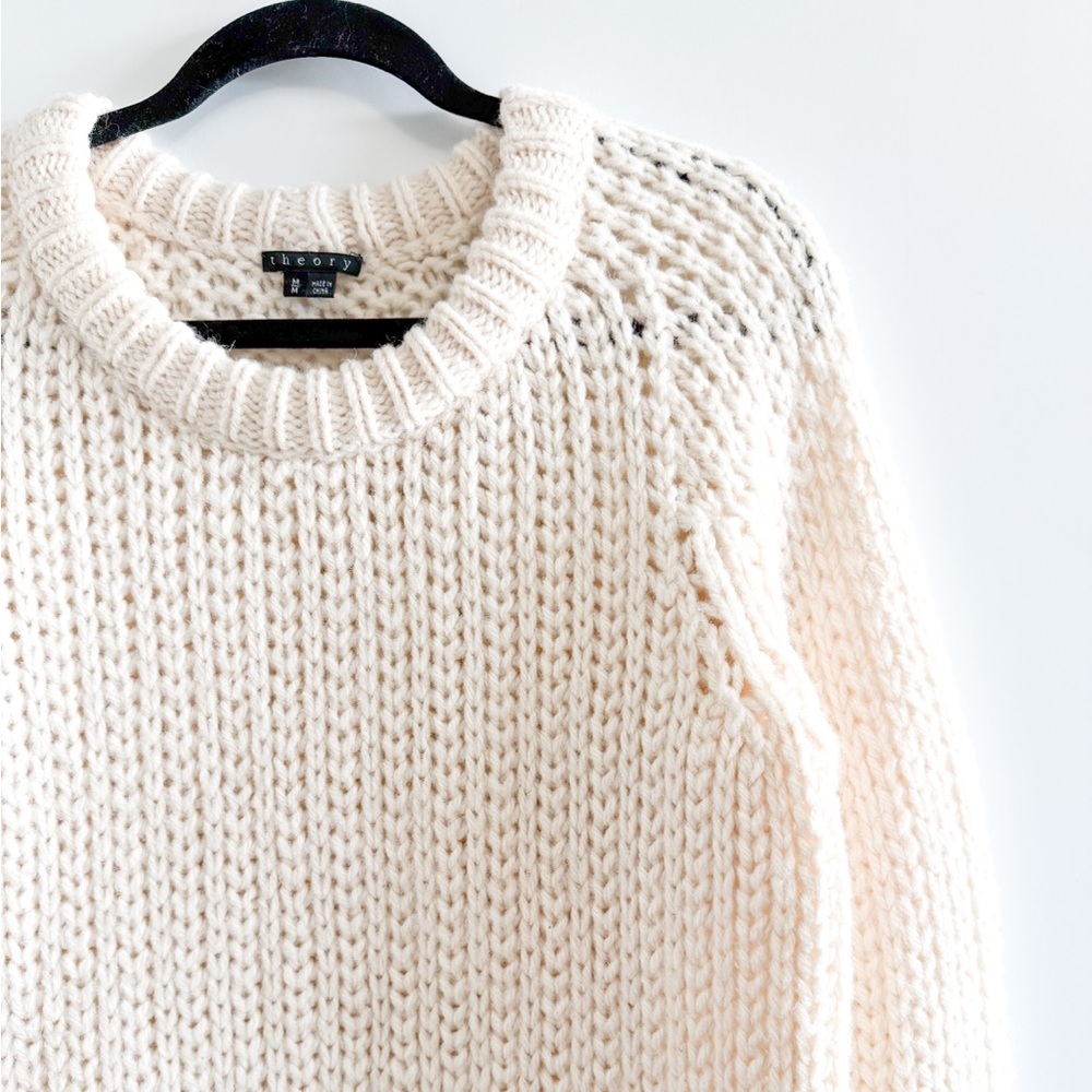 Theory Ivory Chunky Knit Pullover (Wool & Alpaca) - Picture 2 of 11